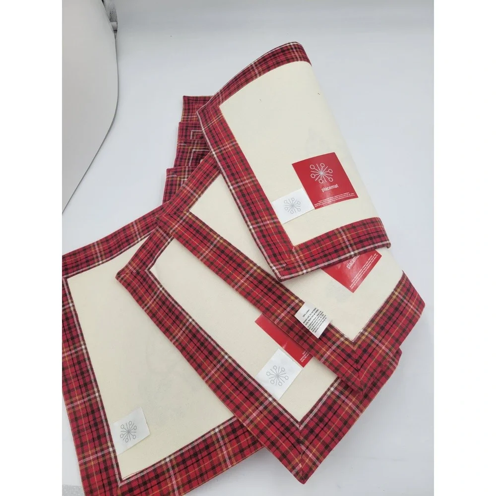 Cardinal Plaid Decorative Placemat Cottage‎ Cabin Granny Decor Holiday Table - 4